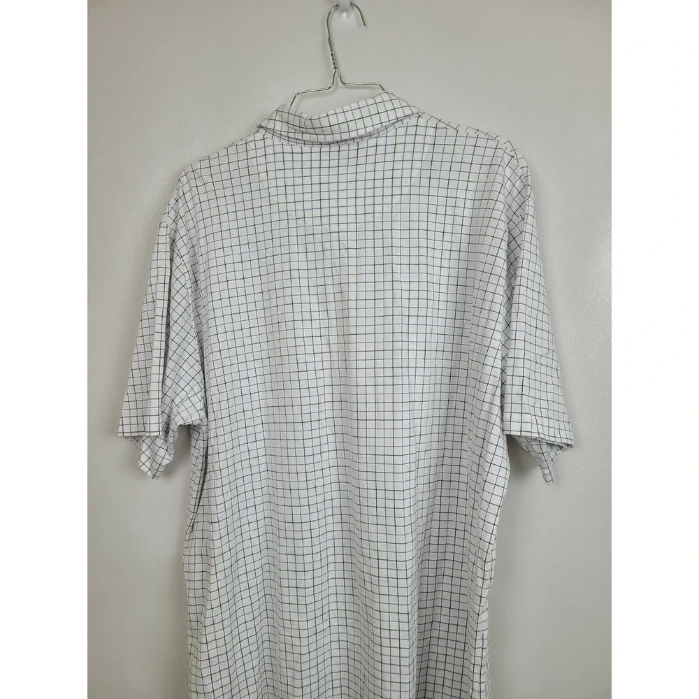 Polo Golf Ralph Lauren Mens Polo Shirt XL White Purple Plaid Short Sleeve Preppy